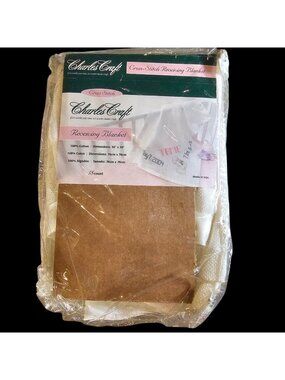 Charles Craft Cross Stitch Receiving Baby Blanket Kit NEW Cotton 30 X 30
